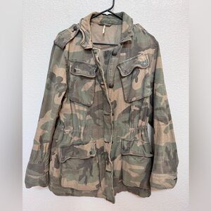 Free People Not Your Brothers Surplus Camo Jacket Women’s L Military 100% Cotton